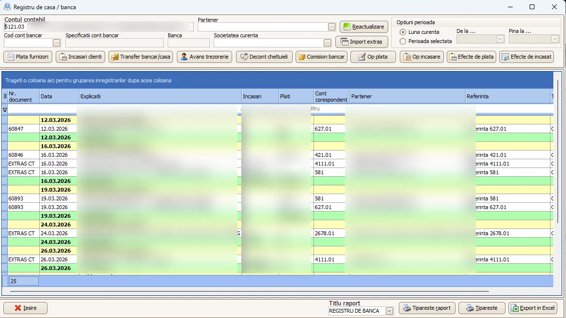 Registru de bancă în Smartis ERP